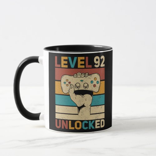 Level 92 Unlocked 92nd Birthday 92 Years Old Mug