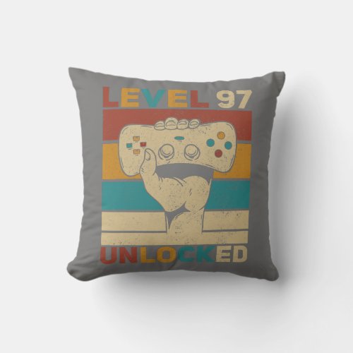 Level 97 Unlocked 97th Birthday 97 Years Old Throw Pillow