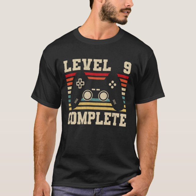 Level 9 Complete 9th Anniversary Video Gamer T-Shirt (Front)