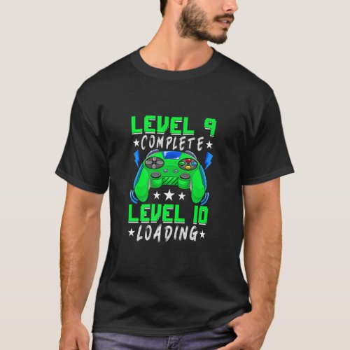 Level 9 Complete Video Gamer 9th Birthday 9 Year O T_Shirt