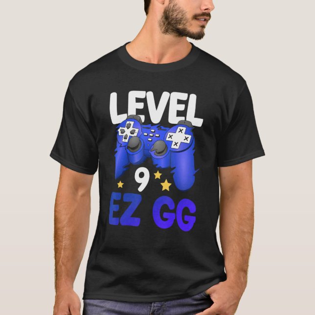Level 9 EZ GG 9th Gamer Boy Teenager Controller Bi T-Shirt (Front)