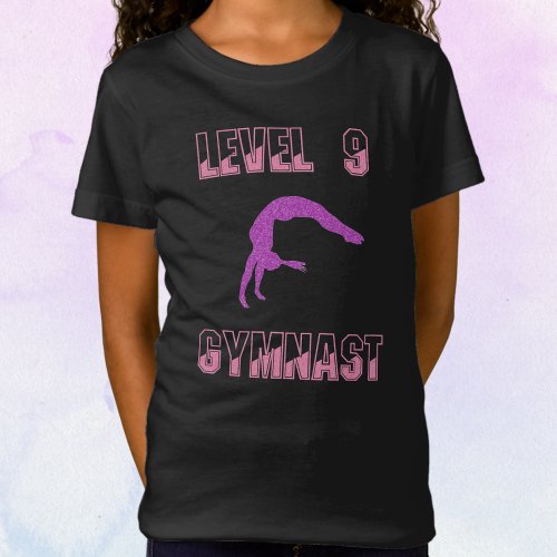 Level 9 Gymnast Pink and Purple Sparkle T_Shirt