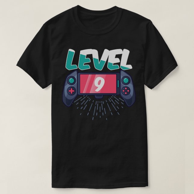 Level 9 Unlocked 9th Birthday Gamer T-Shirt (Design Front)