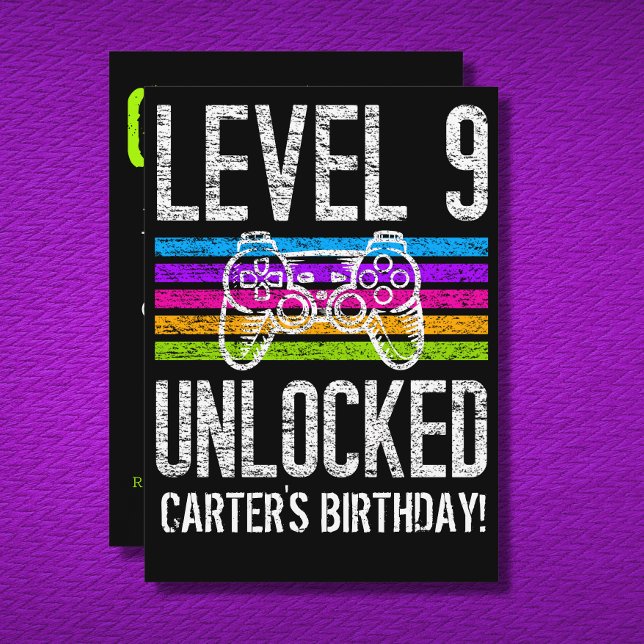Level 9 Unlocked 9th Birthday Personalized Gamer Invitation (Creator Uploaded)