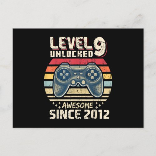 Level 9 Unlocked Awesome 2012 Video Game 9th Bday Announcement Postcard