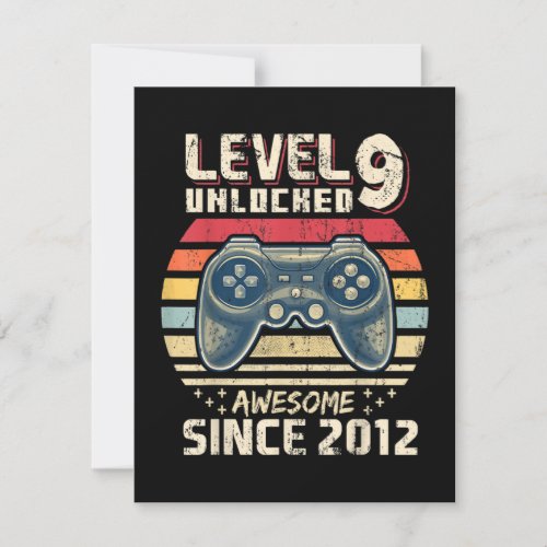 Level 9 Unlocked Awesome 2012 Video Game 9th Bday RSVP Card