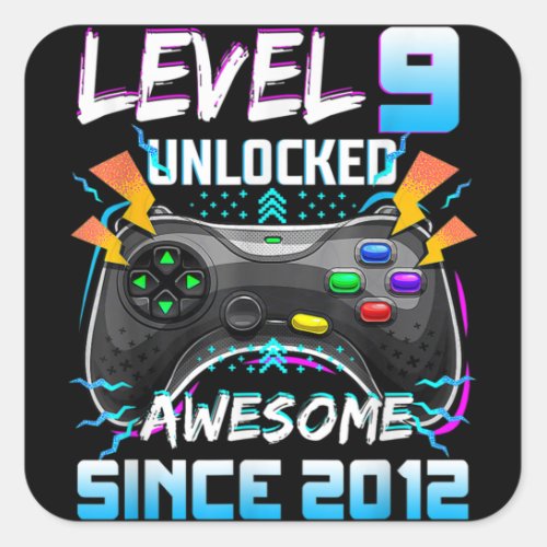 Level 9 Unlocked Awesome 2012 Video Game Square Sticker