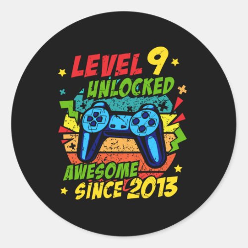 Level 9 Unlocked Awesome 2013 Game 9th Birthday Classic Round Sticker