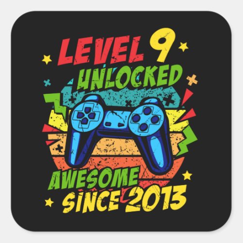 Level 9 Unlocked Awesome 2013 Game 9th Birthday Square Sticker