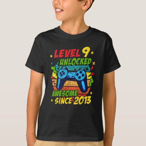 Level 9 Unlocked Awesome 2013 Game 9th Birthday T_Shirt