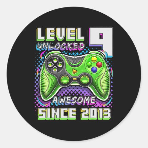 Level 9 Unlocked Awesome 2013 Video Game 9th Classic Round Sticker