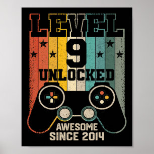 Level 9 Unlocked Awesome 2014 Boy Video Game 9th B Poster