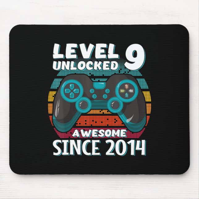 Level 9 Unlocked Awesome 2014 Video Game 9th Birth Mouse Pad (Front)
