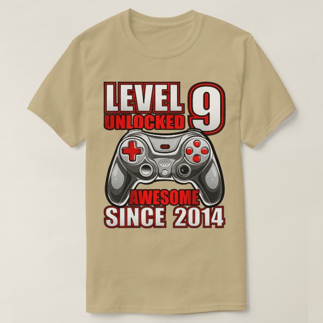 Level 9 Unlocked Awesome 2014 Video Game 9th Birth T-Shirt (Design Front)