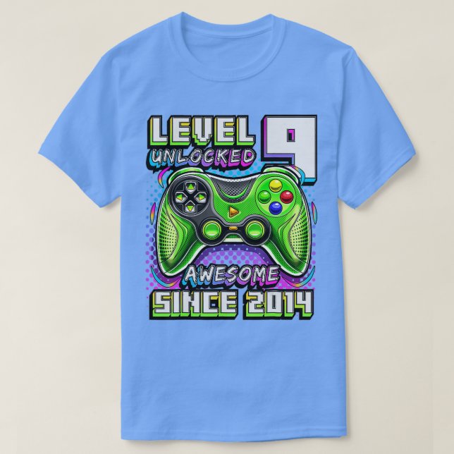 Level 9 Unlocked Awesome 2014 Video Game 9th Birth T-Shirt (Design Front)