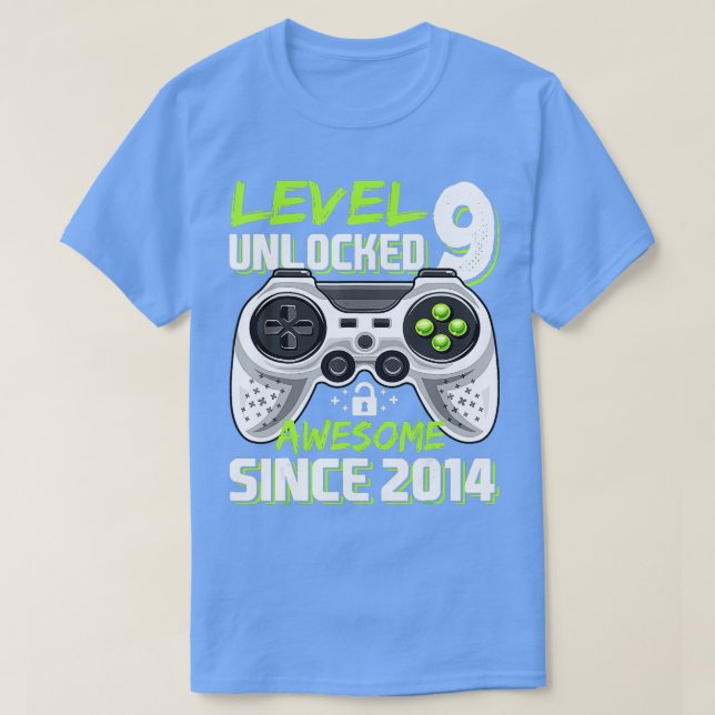 Level 9 Unlocked Awesome 2014 Video Game 9th Birth T-Shirt (Design Front)