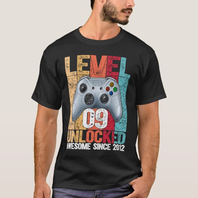 Level 9 Unlocked Awesome Since 2012 9th Birthday G T-Shirt (Front)