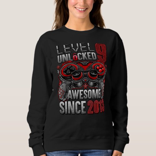Level 9 Unlocked Awesome Since 2013 9th Birthday   Sweatshirt
