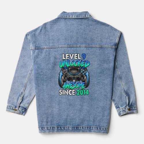 Level 9 Unlocked Awesome Since 2014 9th Birthday G Denim Jacket