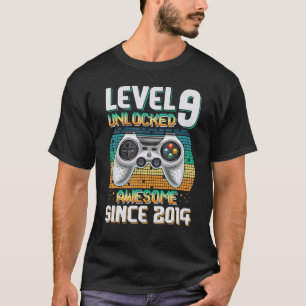 Level 9 Unlocked Awesome Since 2014 9th Birthday G T-Shirt