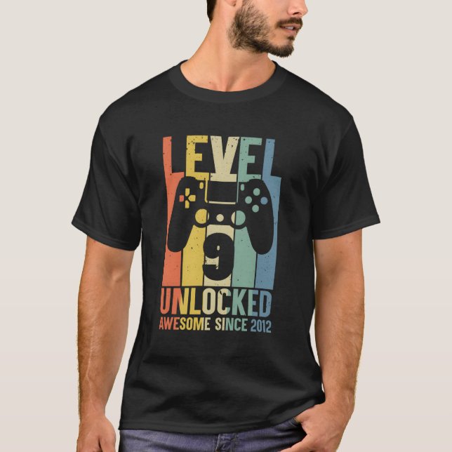Level 9 Unlocked Birthday 9 Years Old Awesome Sinc T-Shirt (Front)