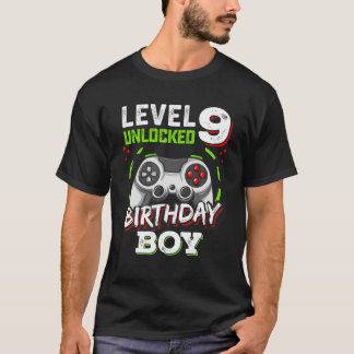 Level 9 Unlocked Birthday Boy Video Gamer Level Up T-Shirt