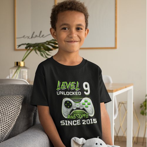 Level 9 Unlocked Funny Birthday 9 Kids T_Shirt