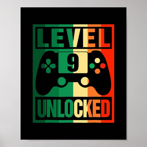 Level 9 Unlocked Funny Video Game Boys 9th Poster