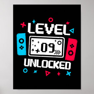 Level 9 Unlocked Gamer - 9th Birthday Gift Video G Poster
