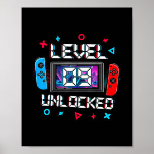 Level 9 Unlocked Gamer 9th Birthday Gift Video Gam Poster