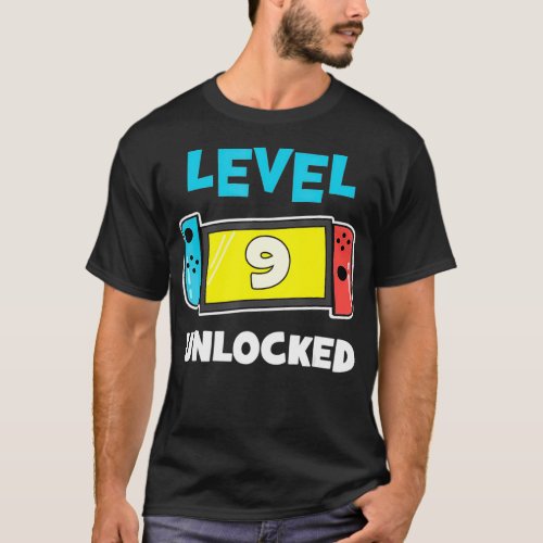 Level 9 unlocked Gamer 9th Birthday Gift Video Gam T_Shirt