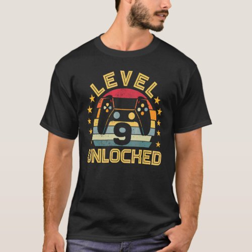 Level 9 Unlocked Gaming Vintage 9th Birthday T_Shirt