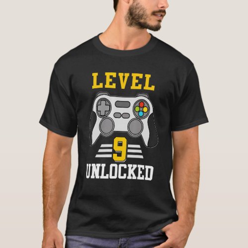 Level 9 Unlocked  Video Game 9th Birthday Boy T_Shirt