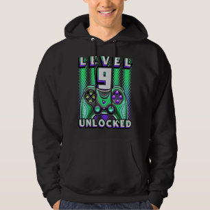 Level 9 Unlocked Video Game 9th Birthday Gamer  Bo Hoodie
