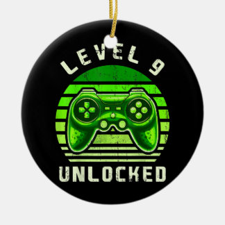 Level 9 Unlocked Video Game 9th Birthday Gamer Ceramic Ornament