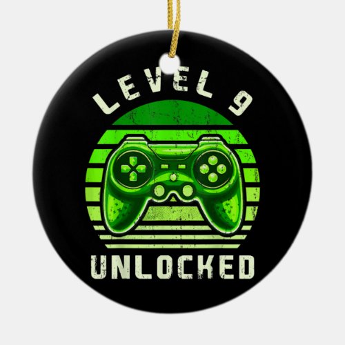 Level 9 Unlocked Video Game 9th Birthday Gamer Ceramic Ornament