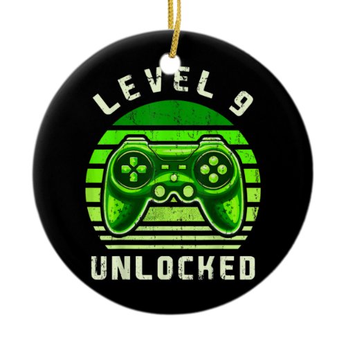 Level 9 Unlocked Video Game 9th Birthday Gamer Ceramic Ornament