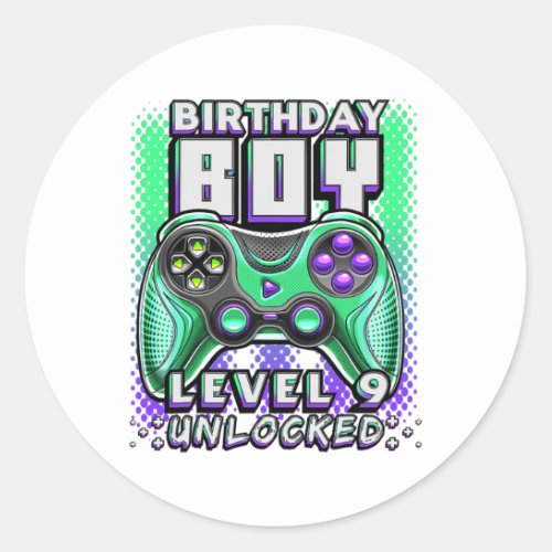 Level 9 Unlocked Video Game 9th Birthday Gamer Classic Round Sticker