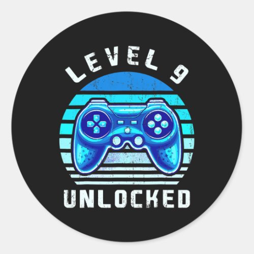 Level 9 Unlocked Video Game 9th Birthday Gamer Classic Round Sticker