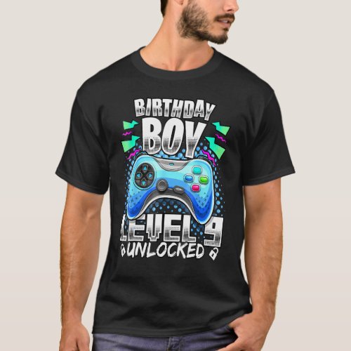 Level 9 Unlocked Video Game 9th Birthday Gamer T_Shirt