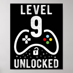 Level 9 Unlocked Video Game 9th Birthday Gift Poster
