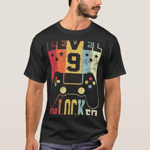 Level 9 Unlocked     Video Gamer 9th Birthday    T_Shirt