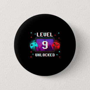 Level 9 Unlocked Video Gamer Funny 9th Birthday Bo Button