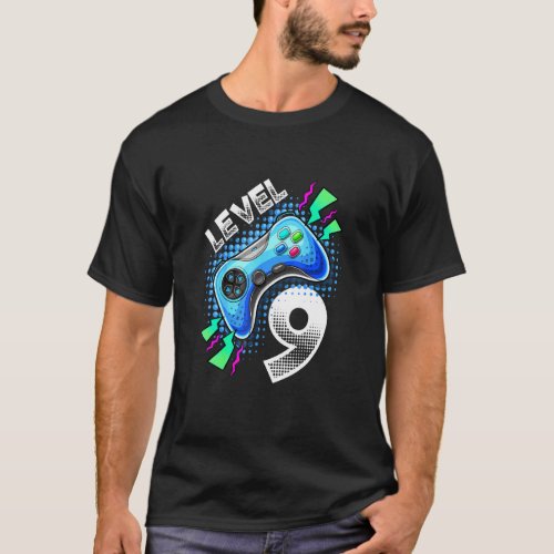 Level 9 Video Game Controller 9th Birthday Gamer B T_Shirt