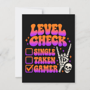Level check gamer humor for gaming fans invitation