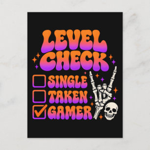 Level check gamer humor for gaming fans postcard