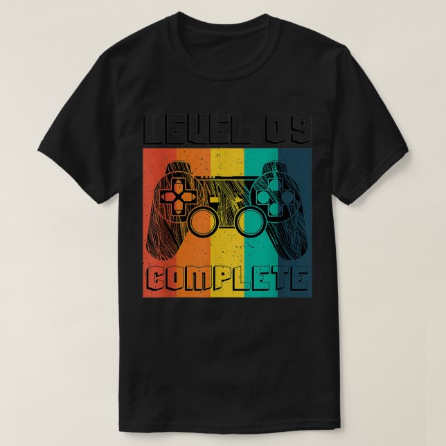 Level Complete Gaming Controller 9 Birthday Gift G T-Shirt (Design Front)