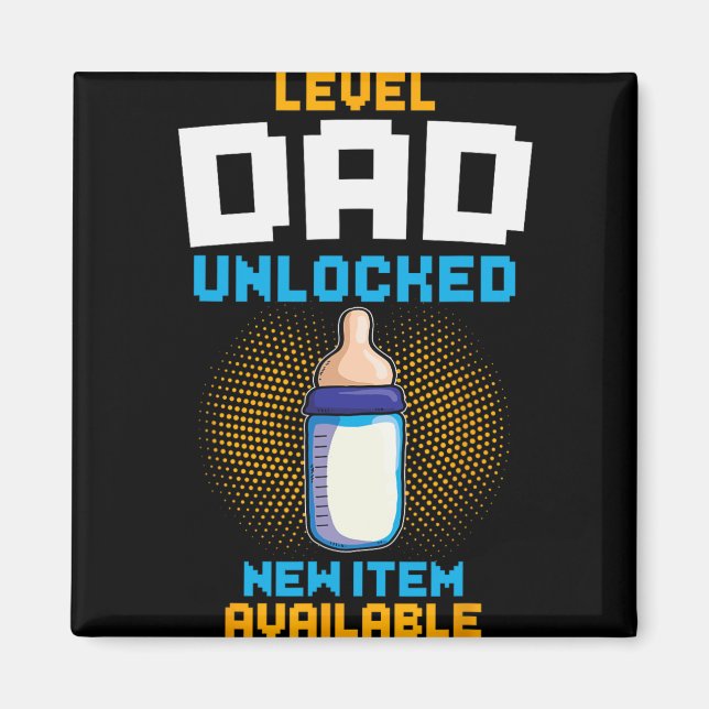 Level Dad Unlocked Pregnancy Announcement Gamer Fa Magnet (Front)
