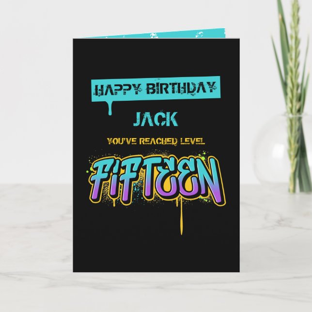 Level Fifteen Birthday Card (Front)