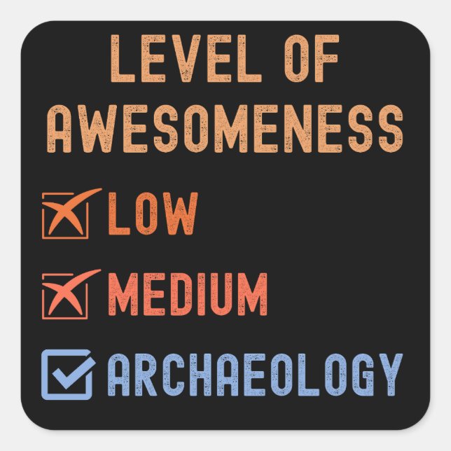 Level of Awesomeness Archaeology Square Sticker (Front)